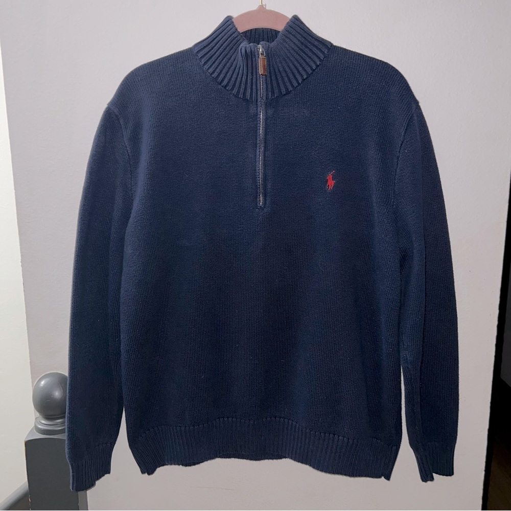 Polo Ralph Lauren Men’s Navy Blue Cotton Sweater – Size XL